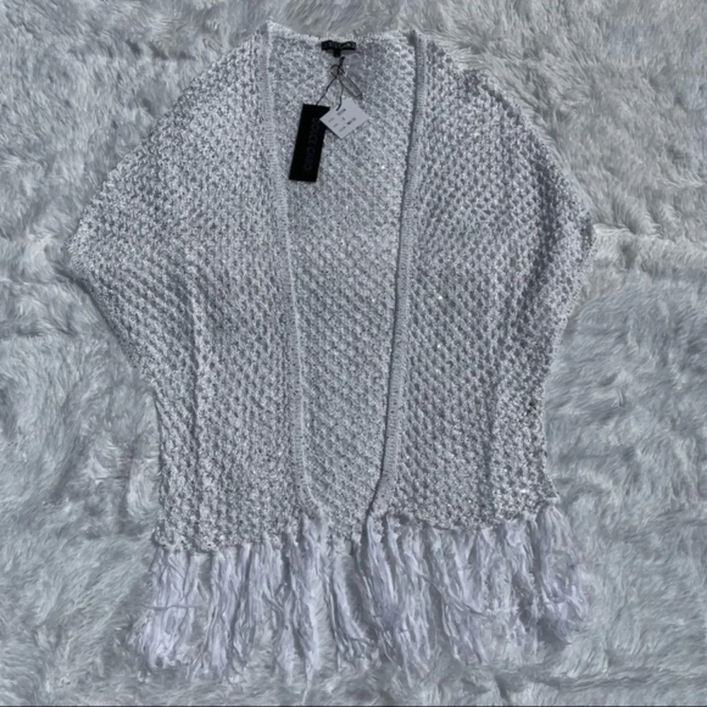 DOLCE CABO White Crochet Tassel Cardigan Small - Picture 4 of 9